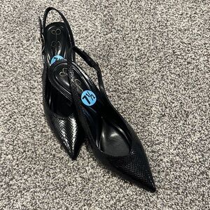Jessica Simpson Black Textured Slingback Heels